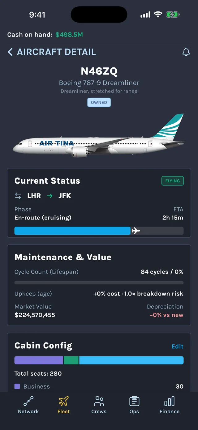 Boeing 787-9 in a custom airline livery, flying London Heathrow to New York JFK